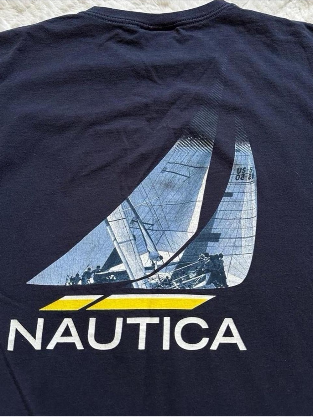 Vintage 1990s Nautica Navy Sail Graphic Tee Large - Picture 3 of 5